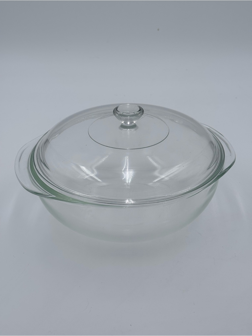 Vintage Pyrex 024 2 Qt Round Covered Casserole Dish Clear Glass w Lid 624C